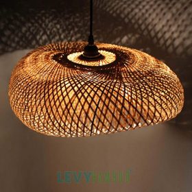 Đèn mây tre uống cong nghệ thuật – DMT227 – Bamboo Lighting1