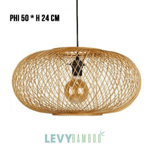 Đèn tăm tre hình trái bí dẹp – DMT238 – Bamboo Lighting