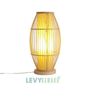 Đèn bàn lồng vải bằng trăm tre đan cao hình thoi – DMT284 – Bamboo Lighting