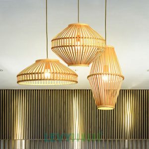 Đèn nan tre đan kiểu hình thoi trang trí bàn ăn - DMT313 - Bamboo Lighting