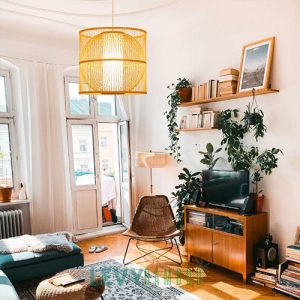 Đèn tăm tre đan kiểu vuông tròn lồng nhau - DMT309 - Bamboo Lighting