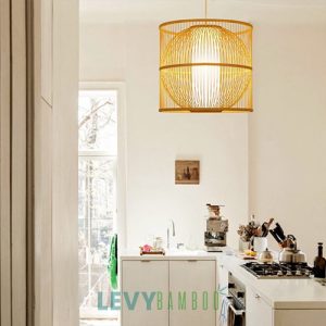 Đèn tăm tre đan kiểu vuông tròn lồng nhau - DMT309 - Bamboo Lighting