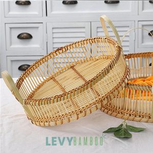 Khay tăm tre có tay cầm đựng rau củ quả thực phẩm
